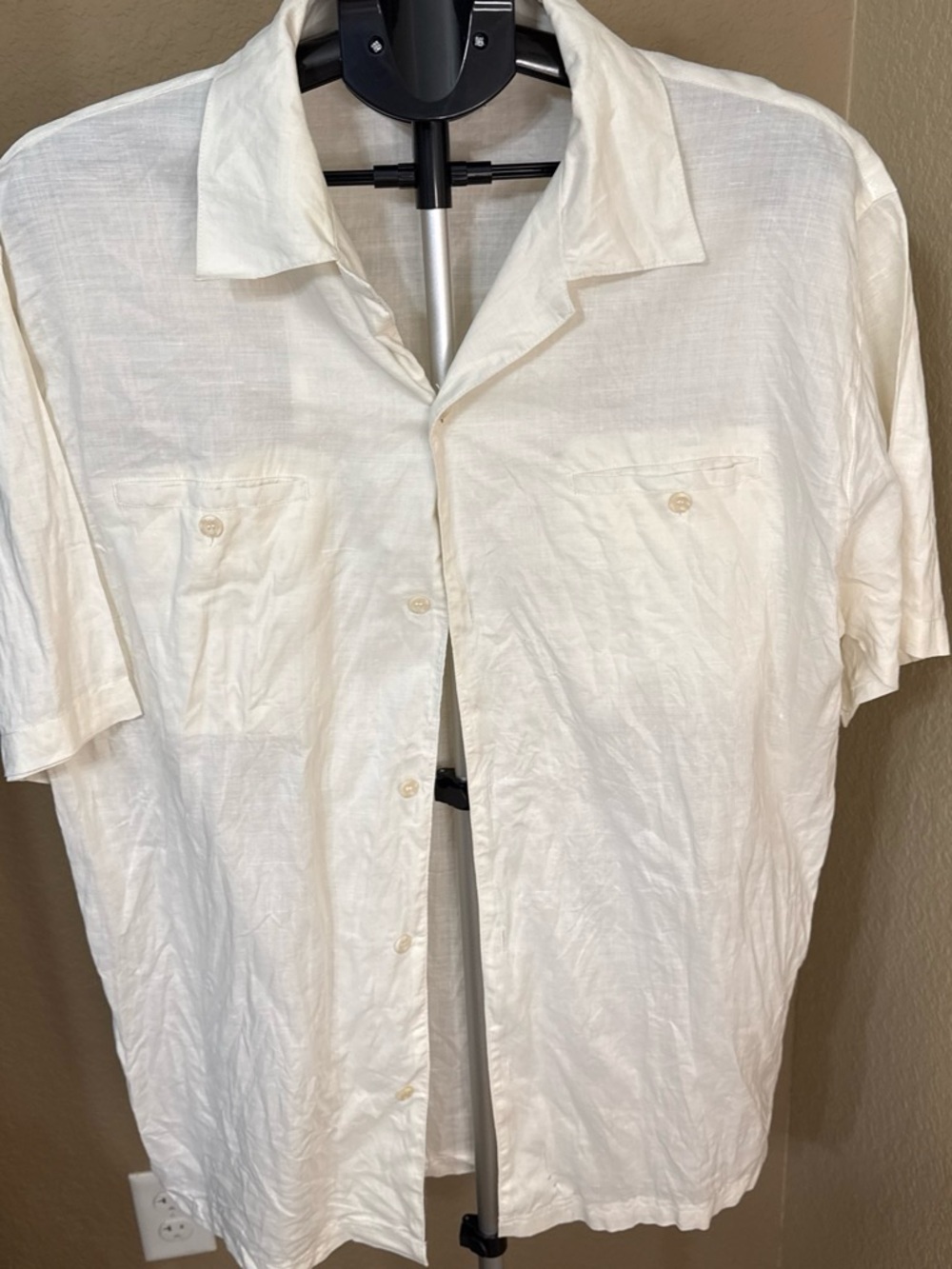 Casual Short-Sleeve Button-Down Shirt 100% Linen size Large